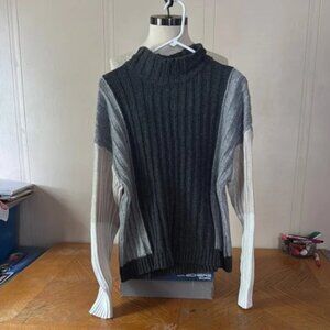Time and Tru Black and Gray Ribbed Turtleneck Sweater